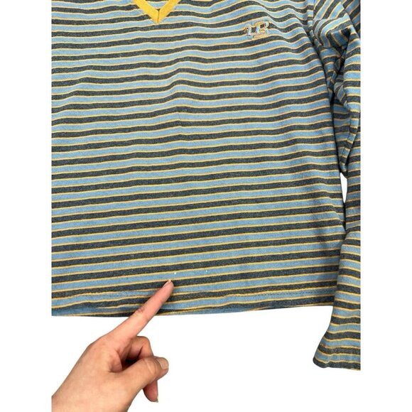 Vintage Y2k 90's UnionBay Striped Shirt Tee Long Sleeve Crop Large Women Grunge - Picture 7 of 10